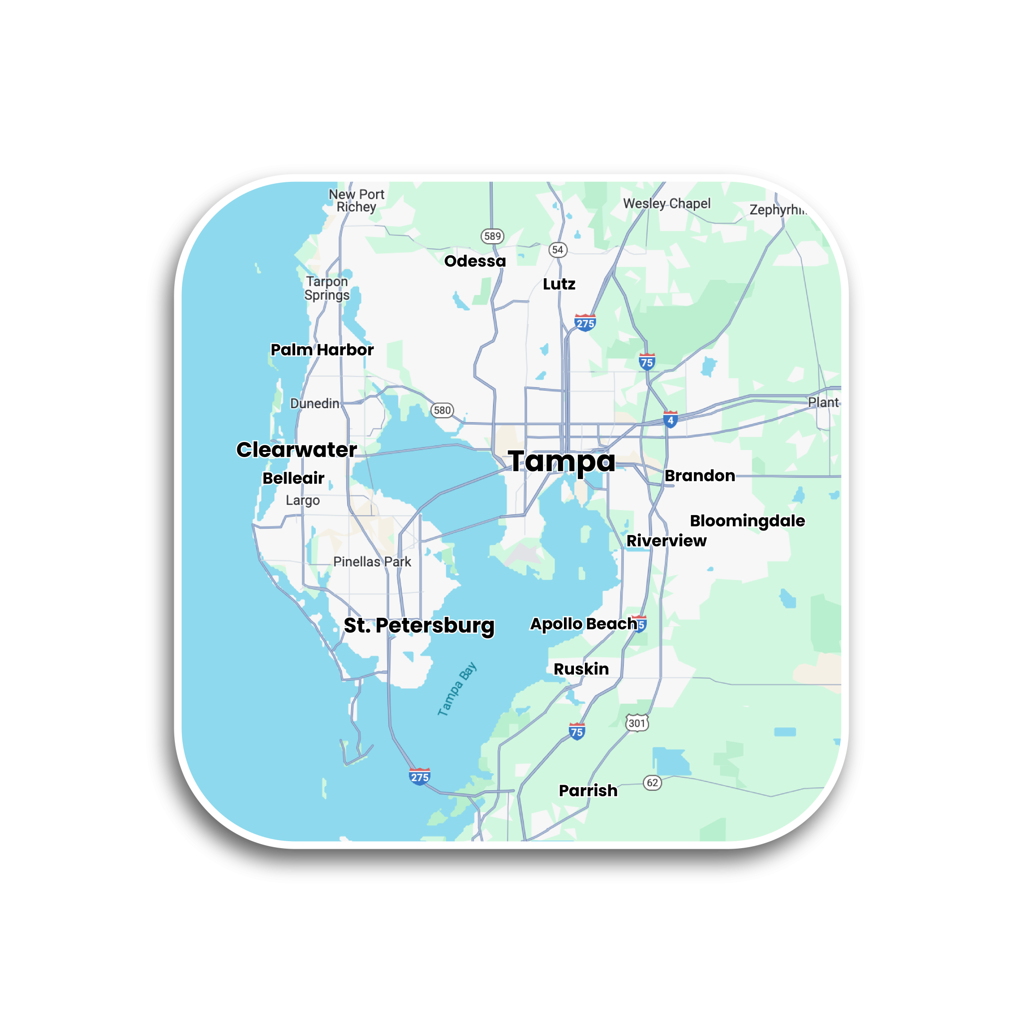 Service area map — Greater Tampa Bay & St. Petersburg